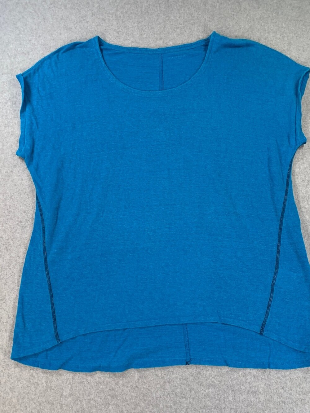 Eileen Fisher Organic Linen T-Shirt Teal Blue Women's Size Small